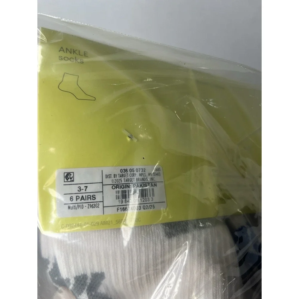 Kids All In Motion Ankle Socks 12 Pairs White Cushion Arch Sz L 3-7